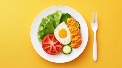 Bright and Healthy Plate: A Top-Down View of a Nutrient-Rich Breakfast Meal