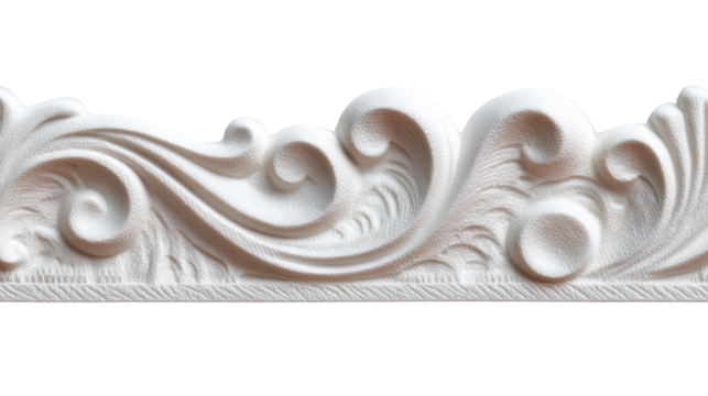 Ornate Architectural Detail: A close-up view of an intricate architectural molding, with its elegant swirls and curves, highlighting the artistic detail and craftsmanship.