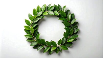 Circular frame of fresh green leaves