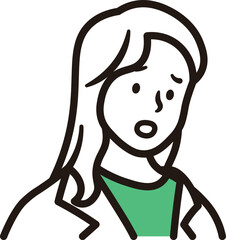 ビジネスウーマンが悩んでいる上半身のシンプルなイラスト素材