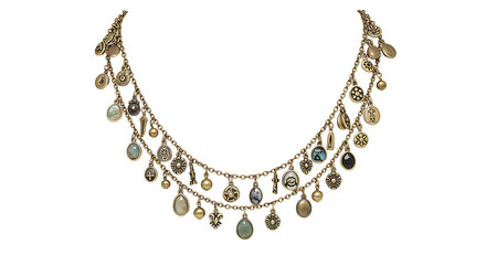 Colorful multilayered necklace with charms
