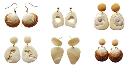 Beige and brown shell earrings