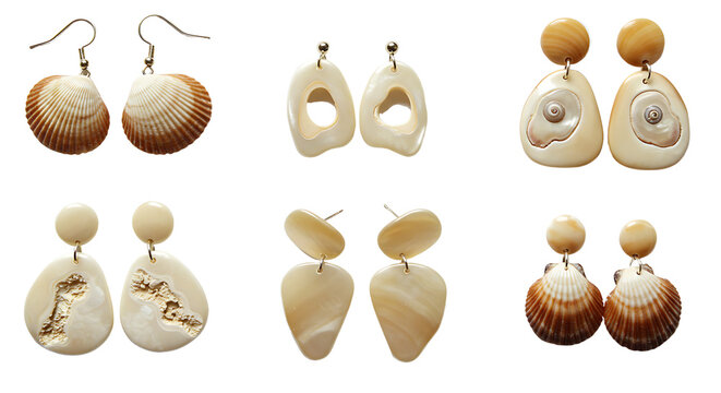 Beige and brown shell earrings