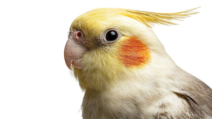 Close-up of a friendly cockatiel bird with vibrant colors. transparent background