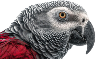 Fototapeta premium Close-up of a vibrant parrot with striking colorful feathers. transparent background