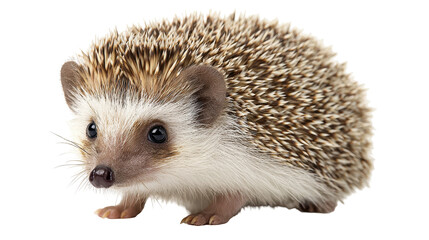 Fototapeta premium Close-up of an adorable hedgehog with soft, spiky fur. transparent background
