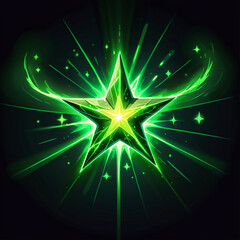 A vibrant green star bursts with magical energy, perfect for game design or fantasy projects.