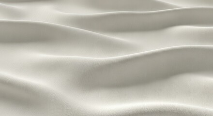Soft Cream White Fabric Waves Flowing Smoothly in Elegant Textured Background Pattern