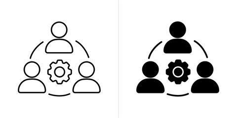 Collaboration line and solid web icon set. Vector illustration