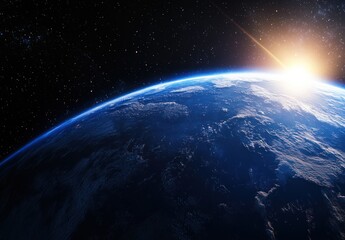 Obraz premium Earth sunrise, view from space, stars abound