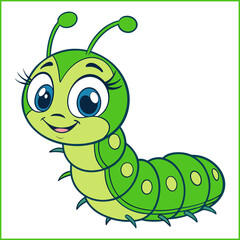  Cute caterpillar cartoon vector illustration