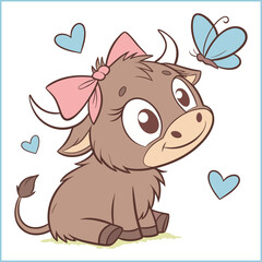 Cow smiling cartoon vector illustration