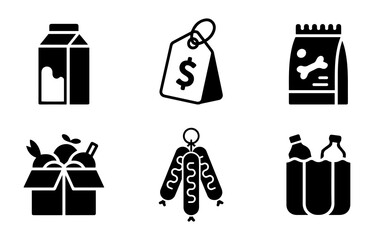 Grocery and Food Icons Set – Grocery and Food Icons Silhouettes.
