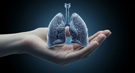Hand shows and holds human Lungs after cigarette, Cigarette effect to lungs