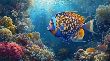 Colorful fish in a coral reef