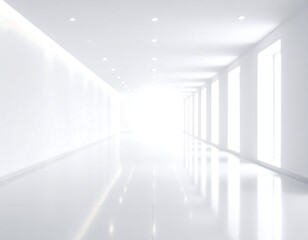 Fototapeta premium Empty white hallway, bright and spacious
