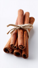 cinnamon sticks on white background. Generative AI