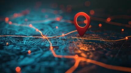 Conceptual image of a map with tracked assets marked by digital icons.