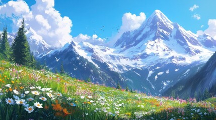 Majestic mountain range valley landscape
