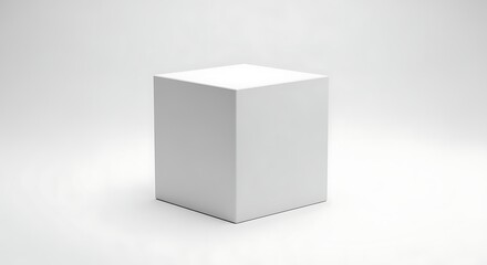 Fototapeta premium White Cube on White Background in Studio Lighting