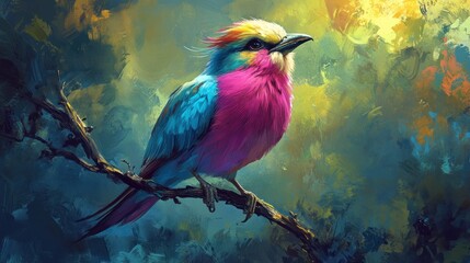 Colorful bird perched on branch