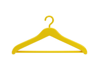 A bright yellow plastic hanger isolated on transparent background