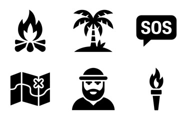 Survival and Adventure Icons Set –Survival and Adventure Icons Silhouettes.
