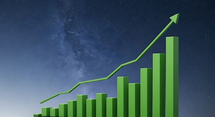 Growing Chart Shows Business Success with Rising Arrow