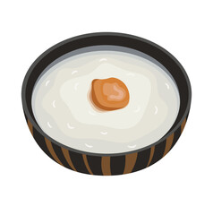 Okayu Rice Porridge Breakfast Illustration Isolated on White Background