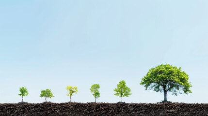 Conceptual image of a tree's life cycle from seedling to maturity