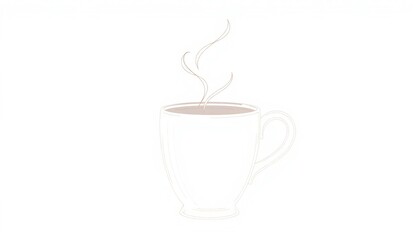 Single continuous line drawing of a coffee cup with steam, minimalist style,  abstract,  tea