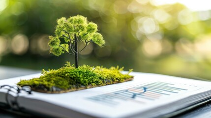 Green tree concept of an environment governance report with ecological metrics