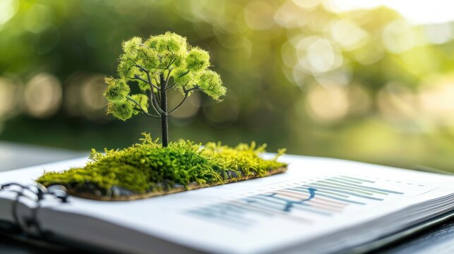 Green tree concept of an environment governance report with ecological metrics