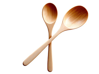 A wooden spoon, top view, on transparent background, cooking utensil for kitchen design