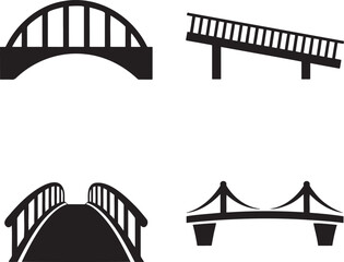 Set of Bridge silhouette vector illustration isolated On Transparent Background
