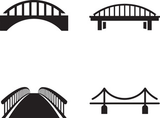Set of Bridge silhouette vector illustration isolated On Transparent Background