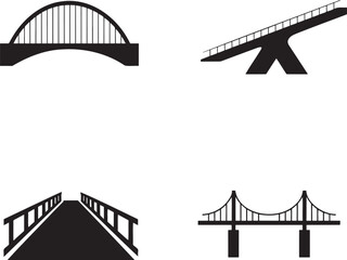 Set of Bridge silhouette vector illustration isolated On Transparent Background