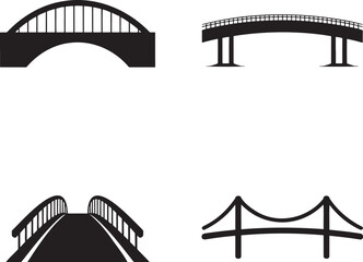 Set of Bridge silhouette vector illustration isolated On Transparent Background