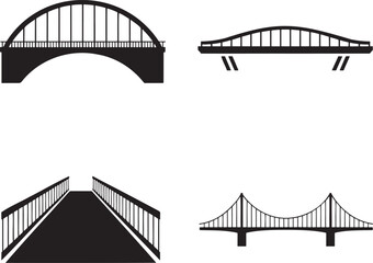 Set of Bridge silhouette vector illustration isolated On Transparent Background