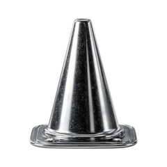 Metallic Conical Object with a Shiny Surface on a Transparent Background