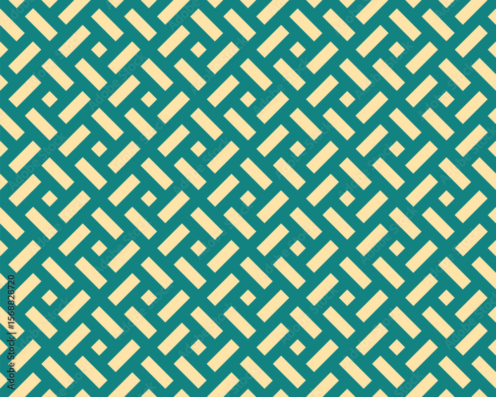 Poster Abstract geometric pattern. A seamless vector background. Golden and green ornament. Graphic modern pattern. Simple lattice graphic design