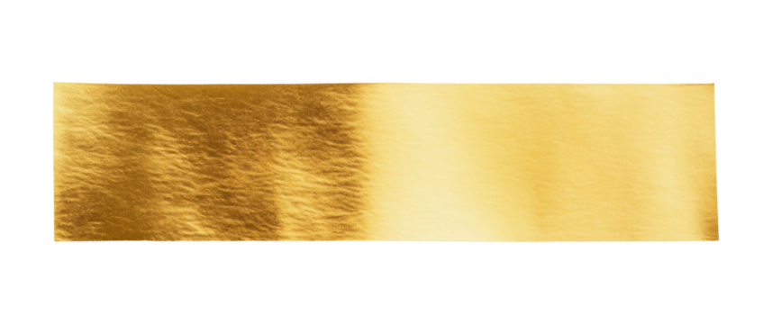Piece of gold colored paper strip isolated on transparent background