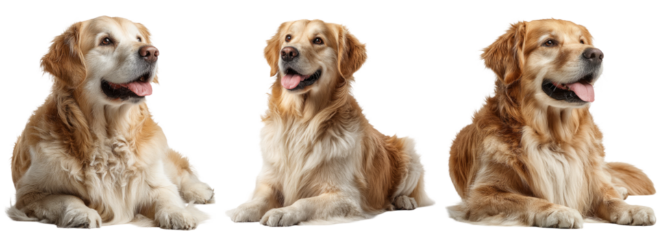 Golden Retriever Trio with Transparent Background in Studio Setting - Powered by Adobe