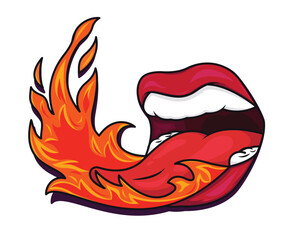 spicy fire in the mouth vector