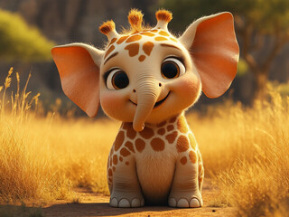 a Cute Hybrid between Giraffe and Elephant