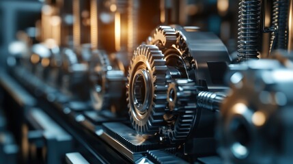 Fototapeta premium A close-up of a machine producing precision components on an assembly line.