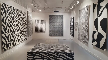 Modern abstract art gallery interior