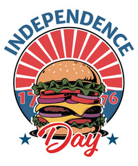 independence day 1776 burger t-shirt design
