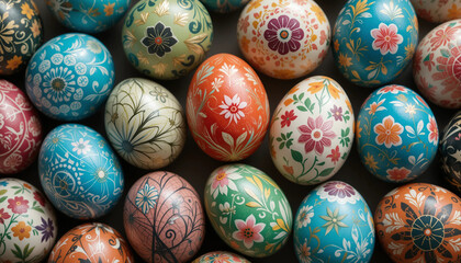 Close-Up of Easter Eggs with Stunningly Detailed Floral Patterns