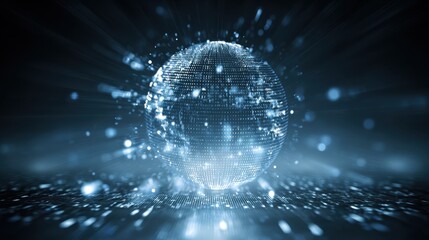 Obraz premium Blue globe on the digital technology background, no logos, no brands